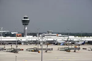 Air Traffic Control Tower Collection: Air traffic control tower and terminal at the Munich airport, Germany