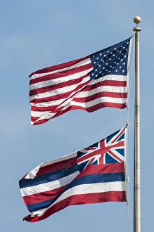 American and Hawaiian State flags, Oahu, Hawaii American and Hawaiian State flags, Oahu, Hawaii