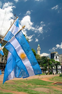 Argentina flags at the Plaza de Mayo in Buenos Aires, Argentina Argentina flags at the Plaza de Mayo in Buenos Aires, Argentina