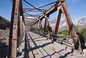 Argentina, Jujuy, Bridge in Tilcara, village in the Quebrada de Humahuaca, UNESCO Argentina, Jujuy, Bridge in Tilcara, village in the Quebrada de Humahuaca, UNESCO