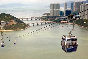 Asia, China, Hong Kong, Lantau Island. Tung Chung Bay is below the 5.7KM long Ngong Asia, China, Hong Kong, Lantau Island. Tung Chung Bay is below the 5.7KM long Ngong