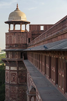 Asia, India. Agra fort. Two pigeons sit on the roofs ledge Asia, India. Agra fort. Two pigeons sit on the roofs ledge