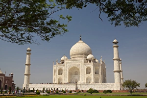 Asia, India. Taj Mahal with trees above as framing element Asia, India. Taj Mahal with trees above as framing element