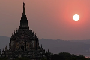 Asia, Myanmar, Bagan, Gawdapalin temple at sunset Asia, Myanmar, Bagan, Gawdapalin temple at sunset