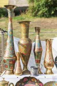 Images Dated 2019 October: Sevan Lake Print: Souvenir Vases at Sevanavank Monastery