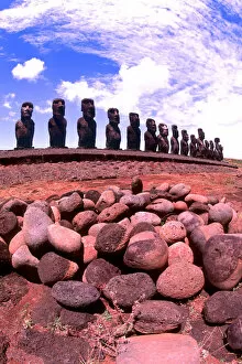 Ahu Tongariki Collection: Beautiful Moai Statues Ahu Tongariki Platform in Easter Island during Tapati Festival