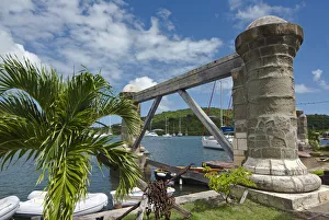 Boat house and sail loft pillars, Nelson Dockyard, Antigua, West Indies, Caribbean Boat house and sail loft pillars, Nelson Dockyard, Antigua, West Indies, Caribbean