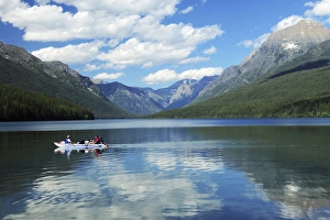 Boating on Bowman Lake, Glacier National Park, Montana Boating on Bowman Lake, Glacier National Park, Montana