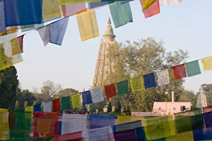 Bodh Gaya Temple with prayer flags. Bihar, India Bodh Gaya Temple with prayer flags. Bihar, India