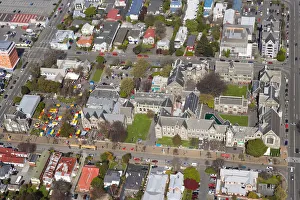 Botanic Gardens and Central Business District, Christchurch, South Island, New Zealand - aerial Botanic Gardens and Central Business District, Christchurch, South Island, New Zealand - aerial