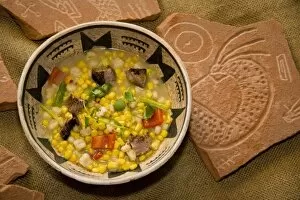 Angel Wynn Collection: Bowl of Zuni corn soup made with ingredients of corn, posole, goat meat, chili pepper