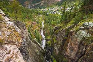 Box Canyon and the town of Ouray, Colorado USA Box Canyon and the town of Ouray, Colorado USA