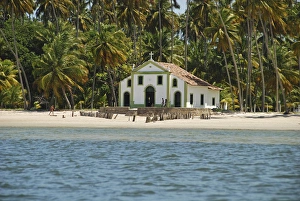 Brazil, Pernambuco, Praia dos Carneiros, little church on the beachamid the vegetation Brazil, Pernambuco, Praia dos Carneiros, little church on the beachamid the vegetation