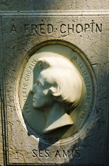 Bust on Frederic Chopins grave at Pere Lachaise Cemetery, Paris, France Bust on Frederic Chopins grave at Pere Lachaise Cemetery, Paris, France