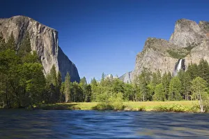 CA, Yosemite NP, Valley view with El Capitan, Cathedral Rocks, Bridalveil Falls CA, Yosemite NP, Valley view with El Capitan, Cathedral Rocks, Bridalveil Falls