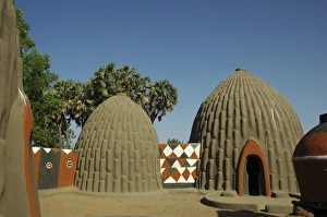 CAMEROON, Pouss. Traditional obus shaped houses in northern cameroon, in the village CAMEROON, Pouss. Traditional obus shaped houses in northern cameroon, in the village