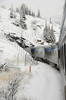 Canada, Alberta. VIA Rail Snow Train between Edmonton & Jasper