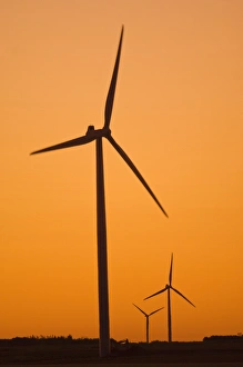 Canada, Manitoba, Somerset. Wind turbines at sunset Canada, Manitoba, Somerset. Wind turbines at sunset