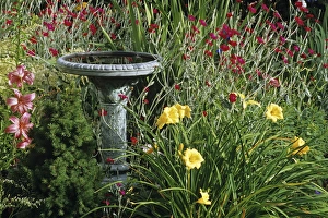 Canada, Manitoba, Victoria Beach. Fountain in garden Canada, Manitoba, Victoria Beach. Fountain in garden