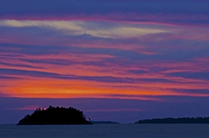 Canada, Ontario, Killbear Provincial Park. Sunset and lighthouse on Georgian Bay Canada, Ontario, Killbear Provincial Park. Sunset and lighthouse on Georgian Bay