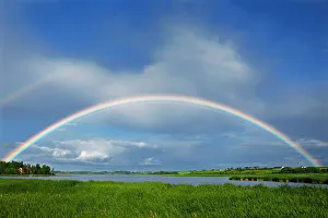 Canada, Quebec, St. Gedeon. Rainbow after storm Canada, Quebec, St. Gedeon. Rainbow after storm
