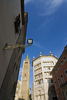 Blue Sky Cathedral Photos Prints: The cathedral and the baptistry, Parma, Emilia Romagna, Italy, Europe