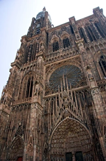Cathedral in a plaza at Strasbourg, France. france, french, europe, european Cathedral in a plaza at Strasbourg, France. france, french, europe, european