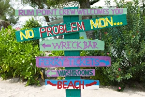 CAYMAN ISLANDS - GRAND CAYMAN - Rum Point: Signpost CAYMAN ISLANDS - GRAND CAYMAN - Rum Point: Signpost