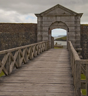 Charles Fort wood blanked walkway into the 17th Century fort outside of Kinsale with Charles Fort wood blanked walkway into the 17th Century fort outside of Kinsale with