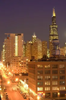 Chicago, Illinois, Skyline from West Loop at dusk Chicago, Illinois, Skyline from West Loop at dusk