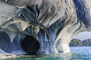 Chile, Aysen, Puerto Rio Tranquilo, Marble Chapel Natural Sanctuary. Limestone (marble) formations Chile, Aysen, Puerto Rio Tranquilo, Marble Chapel Natural Sanctuary. Limestone (marble) formations