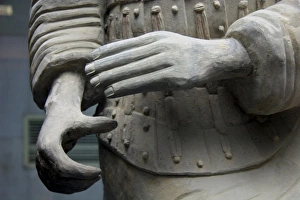 China, Shaanxi, Xian. Hands of a Terra Cotta Warrior, close up China, Shaanxi, Xian. Hands of a Terra Cotta Warrior, close up