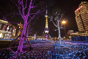 China, Shanghai. Artistic light display at night China, Shanghai. Artistic light display at night