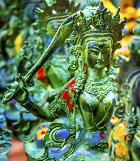 Chinese replica of bronze Buddha warrior, Panjuan Flea Market decorations, Beijing, China Chinese replica of bronze Buddha warrior, Panjuan Flea Market decorations, Beijing, China