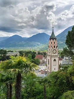 City of Meran (Merano) with church. Europe, Central Europe, Italy, South Tyrol, April City of Meran (Merano) with church. Europe, Central Europe, Italy, South Tyrol, April