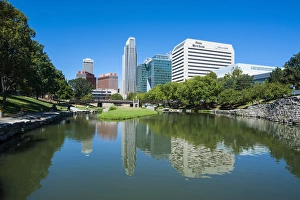City park lagoon with downtown Omaha, Nebraska, USA City park lagoon with downtown Omaha, Nebraska, USA