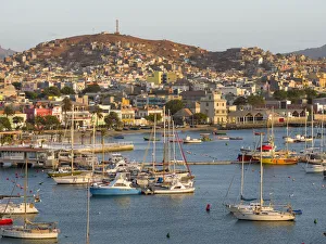 City view and view over marina and harbor. City Mindelo City view and view over marina and harbor. City Mindelo