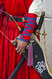 Close up of a Guard at the Ceremonial changing of the guard, Gyeongbokgung palace Close up of a Guard at the Ceremonial changing of the guard, Gyeongbokgung palace