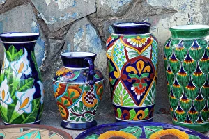 Colorful pottery for sale in downtown Loreto, Mexico Colorful pottery for sale in downtown Loreto, Mexico