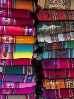 Colorful scarfs or blankets for tourists. Town of Humahuaca in the Quebrada de Humahuaca Colorful scarfs or blankets for tourists. Town of Humahuaca in the Quebrada de Humahuaca
