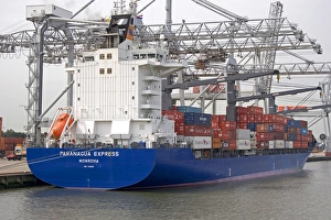 Container ship at the Port of Rotterdam, Netherlands Container ship at the Port of Rotterdam, Netherlands