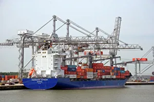 Container ship at the Port of Rotterdam, Netherlands Container ship at the Port of Rotterdam, Netherlands