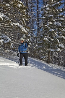 Cross country skiing on rocky Point in Glacier National Park in Montana (MR) Cross country skiing on rocky Point in Glacier National Park in Montana (MR)