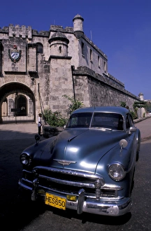 Cuba, Havana. Classic 1950s auto at National Police Revolution Cuba, Havana. Classic 1950s auto at National Police Revolution