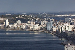 Cuba, Havana, Vedado, elevated view of the Malecon Cuba, Havana, Vedado, elevated view of the Malecon