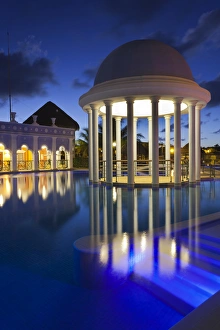 Cuba, Matanzas Province, Varadero, Hotel Iberostar Varadero, poolside, evening Cuba, Matanzas Province, Varadero, Hotel Iberostar Varadero, poolside, evening