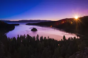 Dawn light over Emerald Bay on Lake Tahoe, Emerald Bay State Park, California USA Dawn light over Emerald Bay on Lake Tahoe, Emerald Bay State Park, California USA