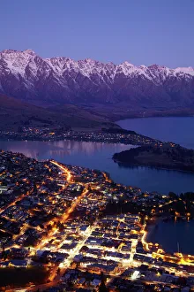 Dusk over Queenstown and Lake Wakatipu, South Island, New Zealand Dusk over Queenstown and Lake Wakatipu, South Island, New Zealand