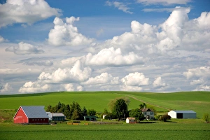 Eastern washington wheat farm with rolling hills and clouds Eastern washington wheat farm with rolling hills and clouds