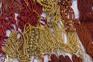 ECUADOR, Imbabura Province, Otavalo. Glass and metal beads in the Otavalo Market ECUADOR, Imbabura Province, Otavalo. Glass and metal beads in the Otavalo Market